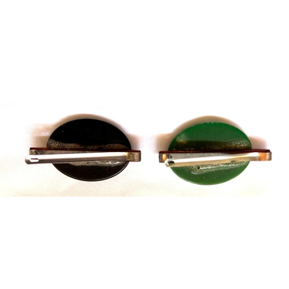 Vintage 1960s Mid Century Floral Oval Retro Hair Clip Barrette Lot 3 Cottagecore